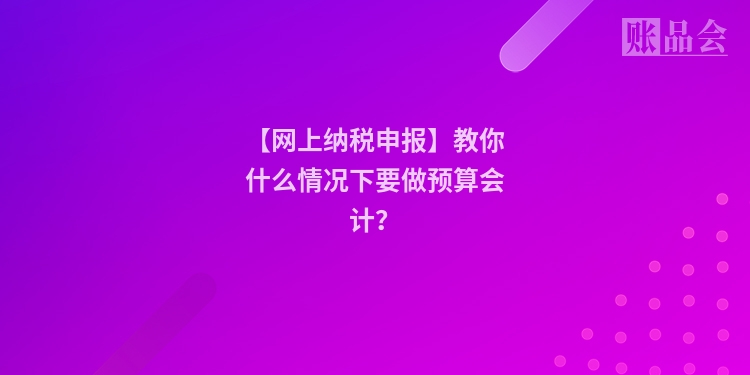 【网上纳税申报】教你什么情况下要做预算会计？