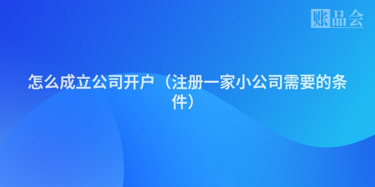 怎么成立公司开户（注册一家小公司需要的条件）