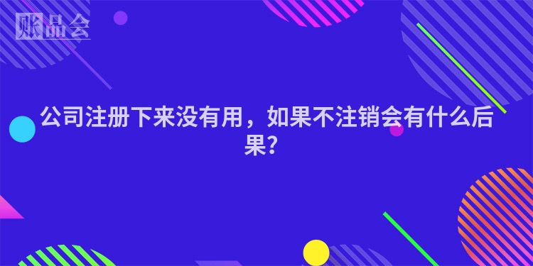 公司注册下来没有用，如果不注销会有什么后果？